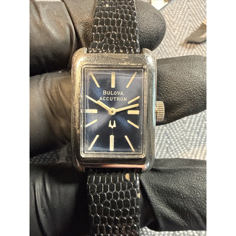 Vintage BULOVA  Accutron Blue Dial Women's Watch Running Excellent Original Band